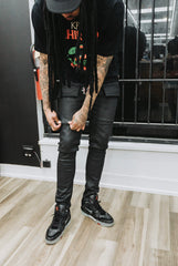 SUICIDAL HEARTS WAXED DENIM